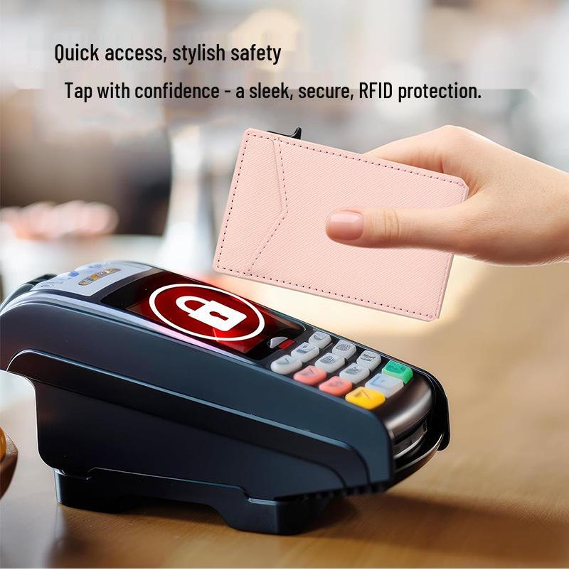 Кожаный кошелек с RFID-защитой: Минималистичный металлический картхолдер для женщин