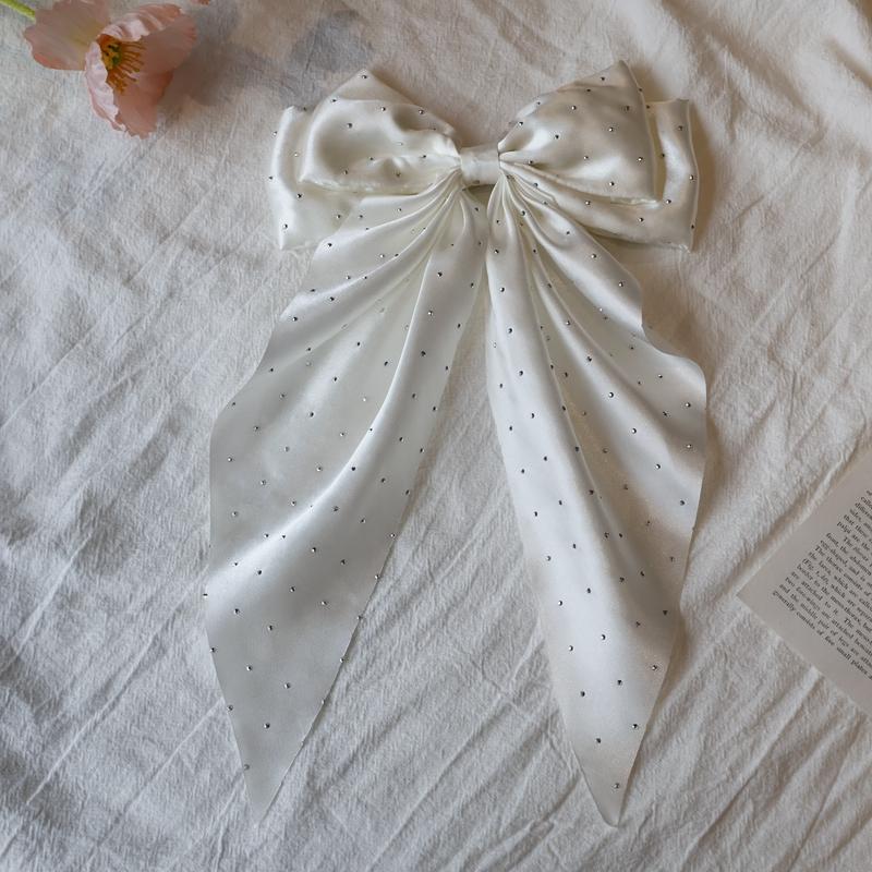 Женская Девичья Новая Заколка для Волос с Бантом и Лентами из Шифона, Заколка-Автомат с Бантом для Затылка, Пружинный Зажим для Волос, Головной Убор, Модные Аксессуары для Волос