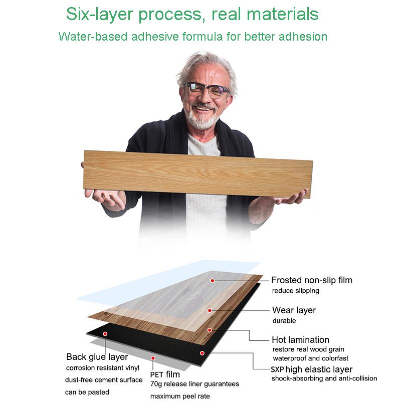 Wood Grain Floor Stickers 3D Wall Sticker PVC Waterproof Self-Adhesive Wallpaper Kitchen Living Room Home Floor Decor