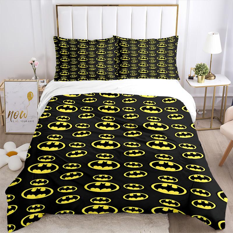 3pcs Batman Signal Bedding Set, Soft Polyester Duvet Cover and Pillowcases Machine Washable Seasons all suitable & Guest Room Decor253
