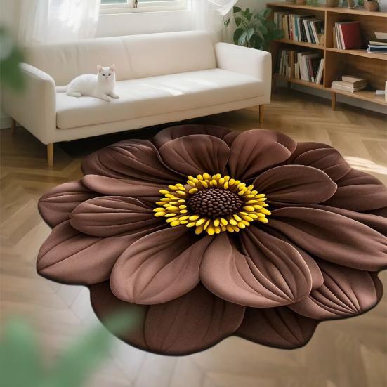 Коврик для пола Нескользящий Ковер с цветочным узором 3D Реалистичный узор Коврик для ванной Супервпитывающий Коврик для душа Быстросохнущий Мягкий ковер
