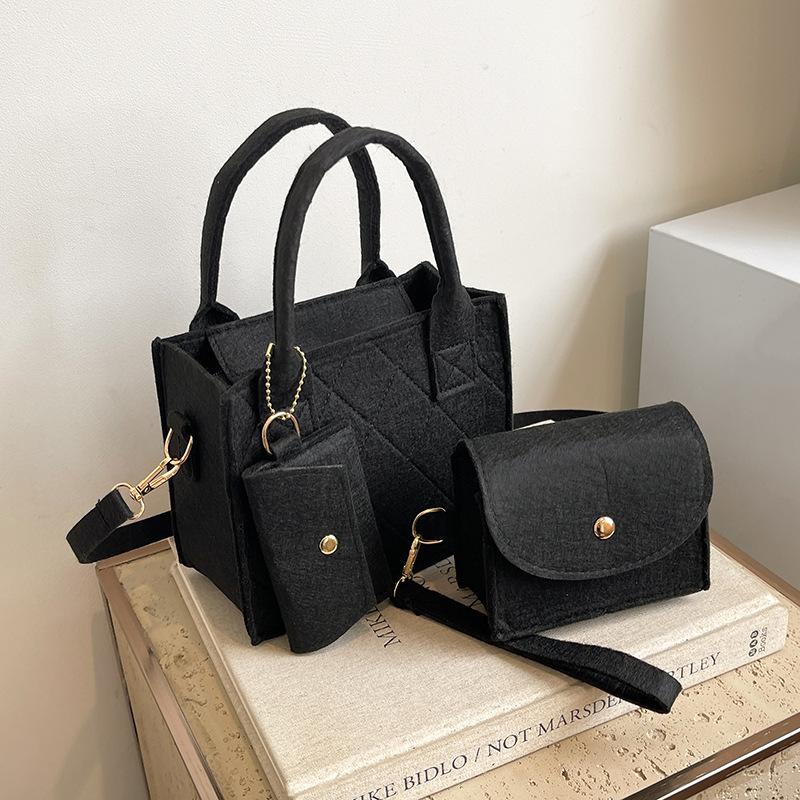 3pcs/set Embossed Women's Handbag Stylish Crossbody Bag Clutch and Wallet, Solid Color Square Shoulder Bag, Fabric for Daily Use