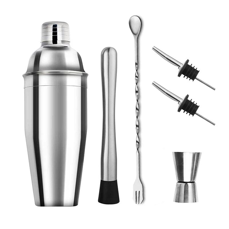 6/7/10pcs Stainless Steel Cocktail Shaker Bartending Tools Bartender Kit Martini Sharker Drink Mixer Set With Storage Bag
