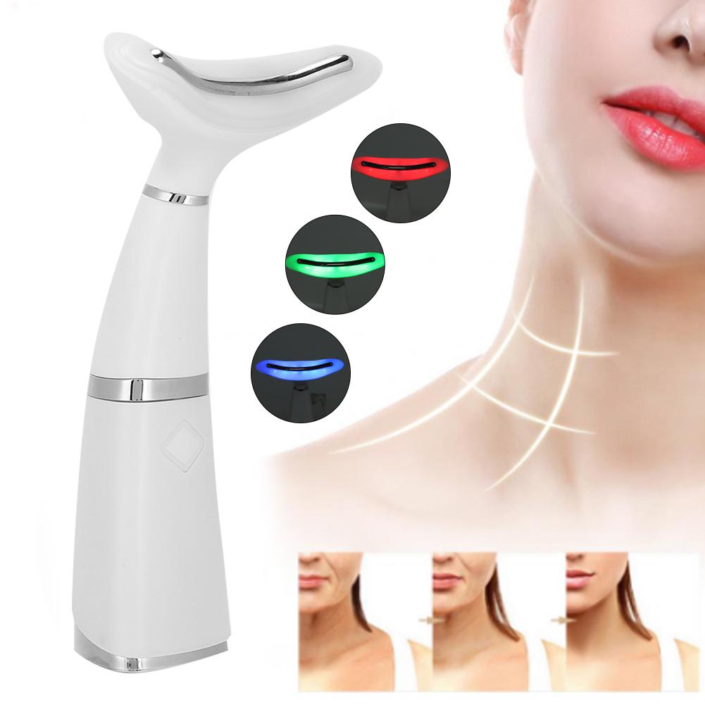 Neck Instrument Beauty LED Photon Vibration Lifting Tightening Anti Wrinkle Neck Massager