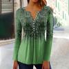 Women's Printed Button Collar Pleated Printed Long Sleeves Holiday Basics Tunic Slim Tops Printed Ethnic Tops T-Shirts V Neck Pullover Tops Pullovers