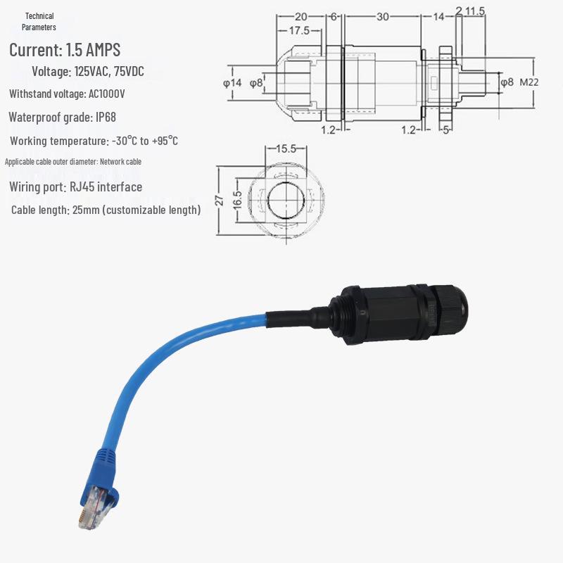 Экранированный водонепроницаемый сетевой разъем RJ45 Cat6