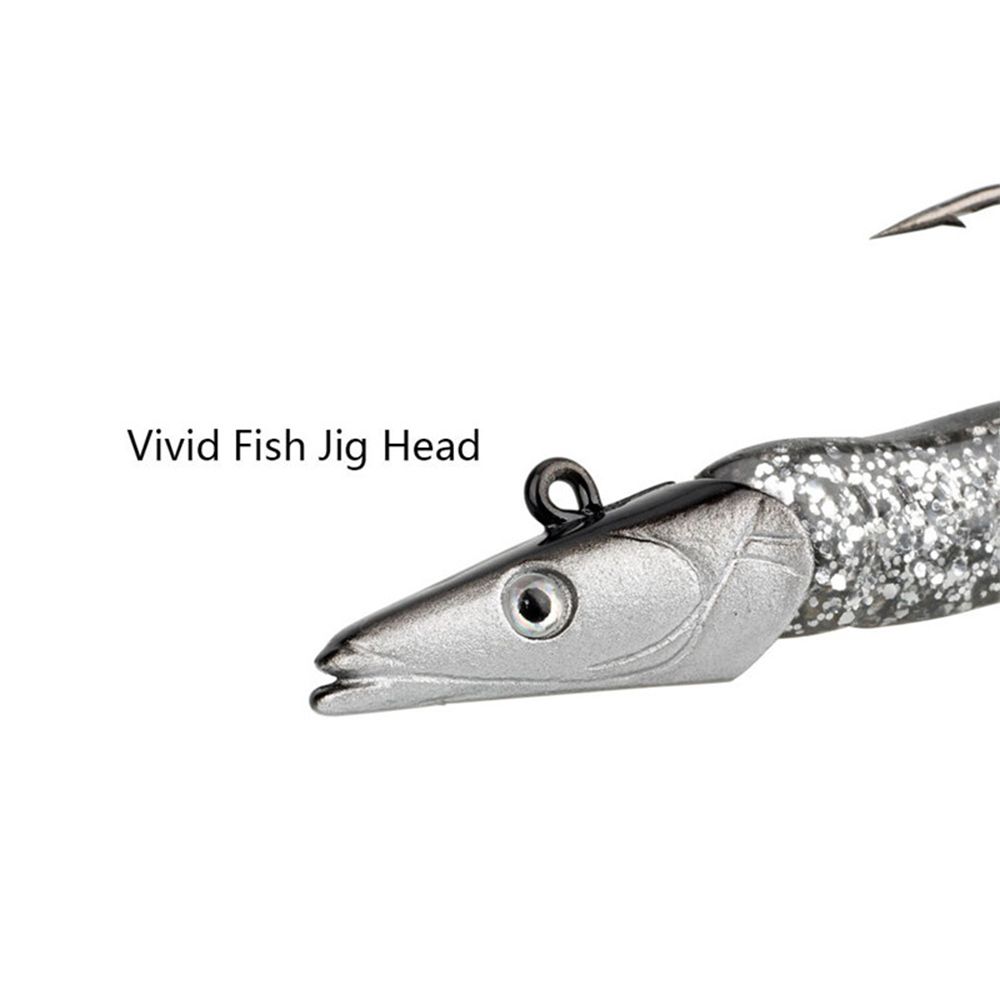 Durable 10g 19g 34g Luminous Worm Barbed Hook Fish Eel Lure Lead Jig Head Artificial Soft Bait