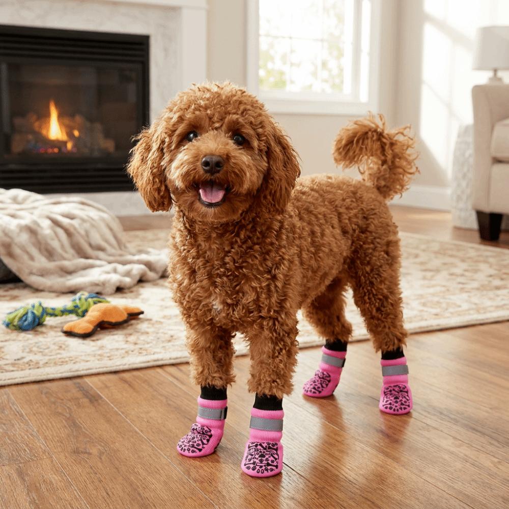 Reflective Anti-Slip Dog Socks Adjustable Dog Paw Protectors Dog Shoes Socks Anti-Scratch