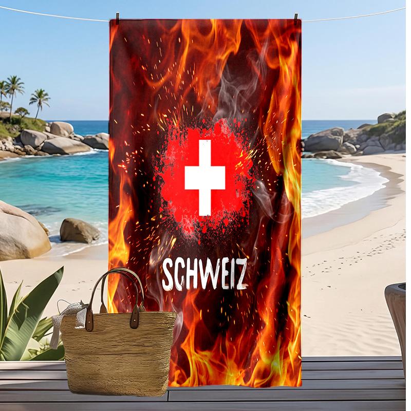 Switzerland football Print Beach Towel Quick Dry Super Absorbent Soft Bath Towel for Swimming Beach Travel Fan Souvenir Gift