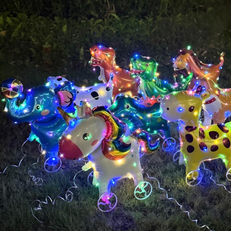 4D светящиеся фольгированные воздушные шары в виде слона на подставке с колесом для детского дня рождения, вечеринки в честь рождения ребенка.