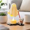 Creative Halloween Table Centerpiece Ghost Walking Dog Figurine, Cute Spooky Statue with Whimsical Room Accessories LED Candle, 3D Printed Tabletop