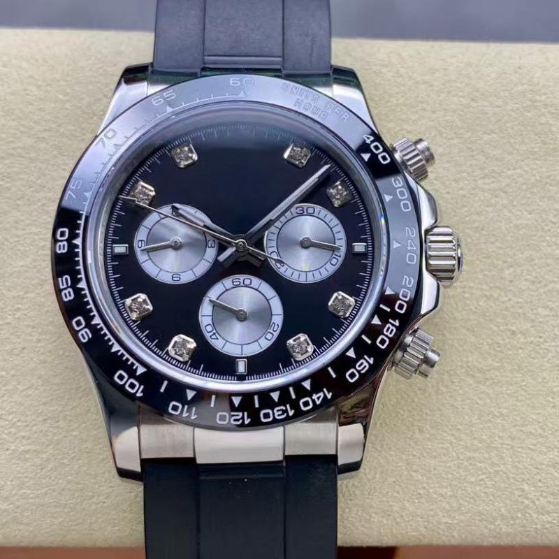 Мужские автоматические механические часы Rolex Daytona 40 мм, многофункциональные, с инкрустацией бриллиантами.