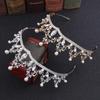 New Retro Rhinestone Bridal Headband Baroque Crown Pearl Inlaid Diamond Crown Tiara