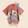 Shawl Imitation Cashmere Knitted Scarf Split Fork Oil Painting Cape Cloak Outside