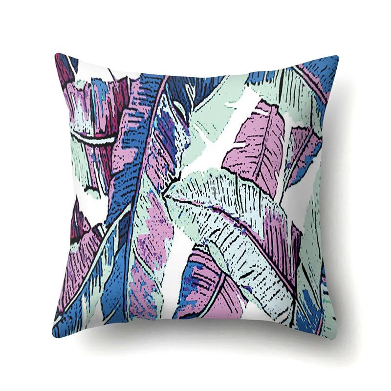 Polyester Pillowcase Ins Style Plant Flowers Nordic Printed Peach Leather Velvet Cushion Cover Sofa Waist Cushion Cover