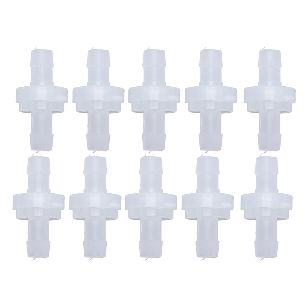 10PCS Barb Check Valve PP Plastic Ozone Resistant Diaphragm Single Way Water Stop Valve 7.9mm Translucent