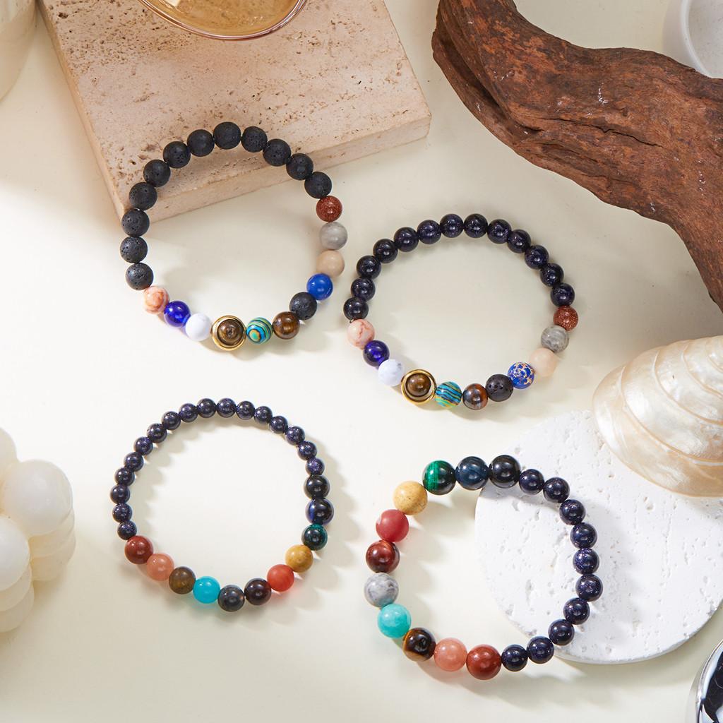 Stylish Natural Stone Celestial Hand Chain With Star And Planet Motifs For Daily Wear