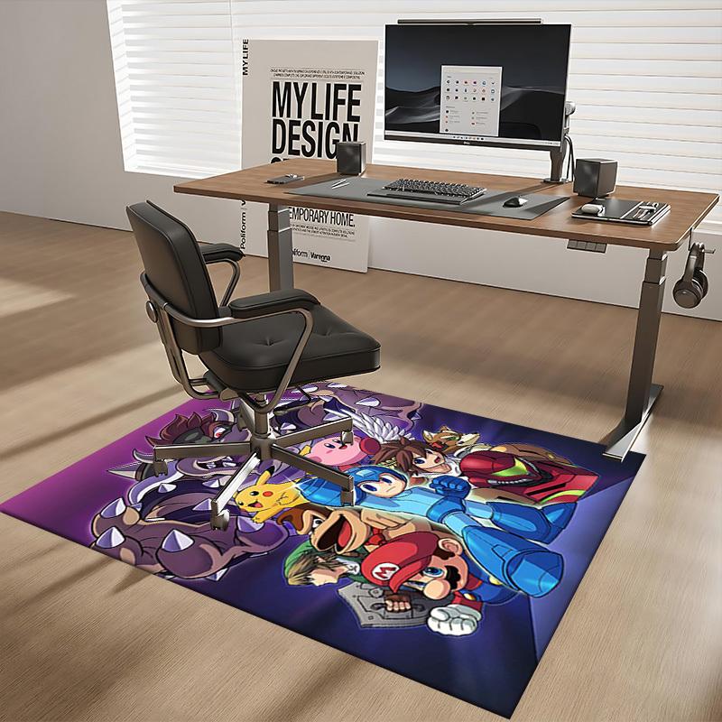 1pc Mario, Pikachu, Kirby, Mega Man, Donkey Kong, Link, Samus Aran Chair Mat, Office Rug - Non-Slip Carpet for Home Decor, Living Room, Bedroom, Game