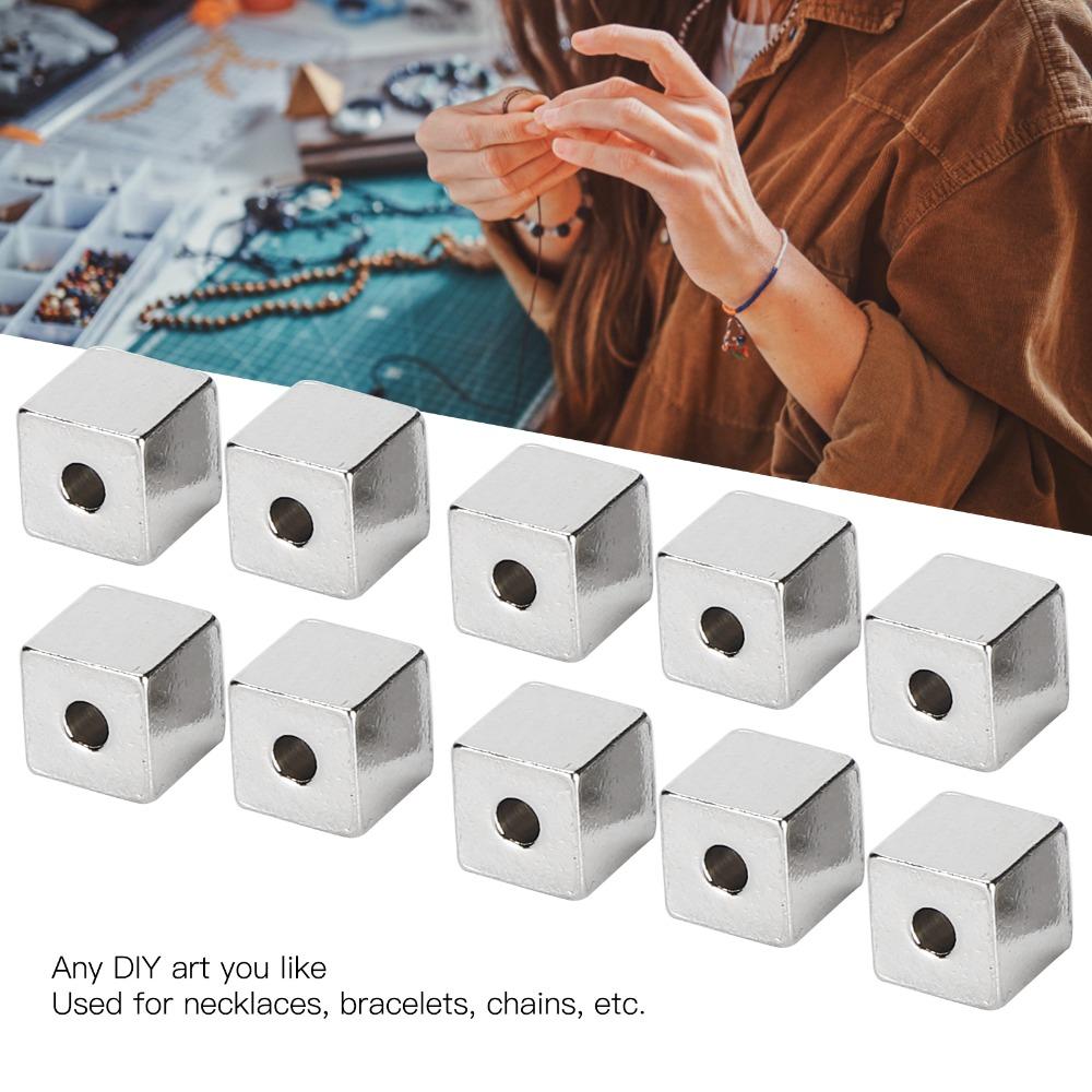 50pcs Steel Square Spacer Beads Stainless Steel DIY Necklace Accessories Bracelet Making