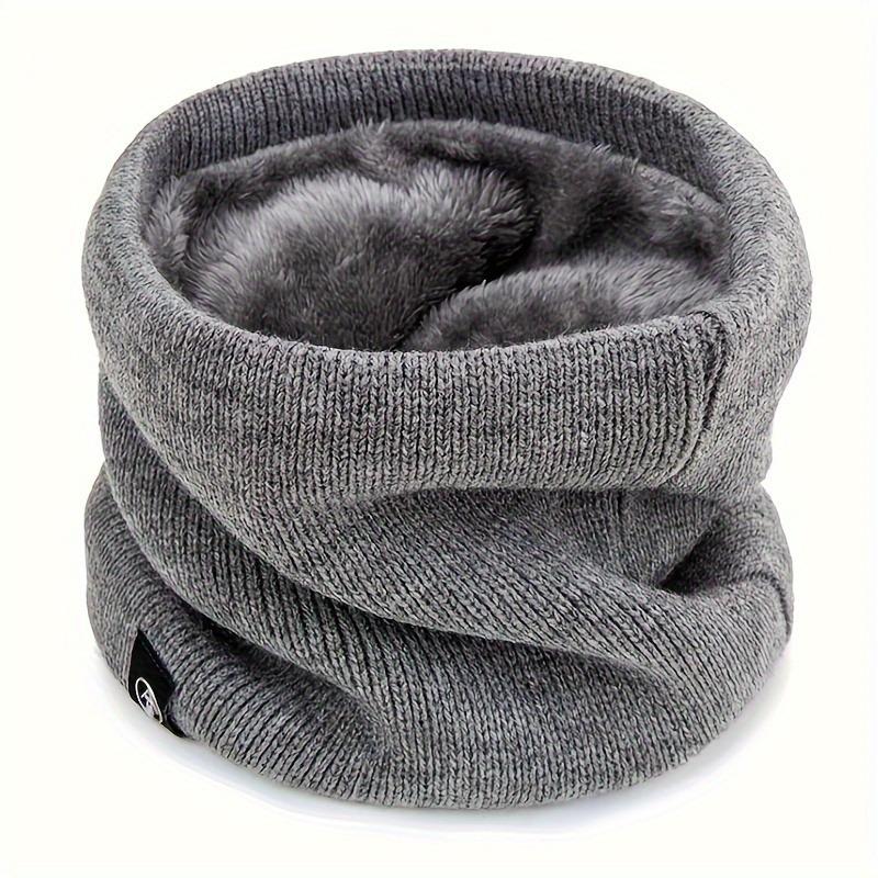 1PC Elegant Solid Color Polyester Scarf - with Velvet Lining - Retractable Knitted Neck - Warm