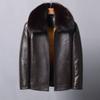 Куртка из натуральной кожи, мужская кожаная куртка с воротником из лисьего меха, съемная подкладка из норки, утолщенная куртка