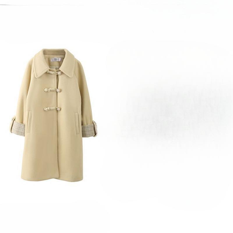 Girls' Woolen Coat Spring and Autumn Children's Woolen Coat, Winter Thickened Cotton-padded Coat