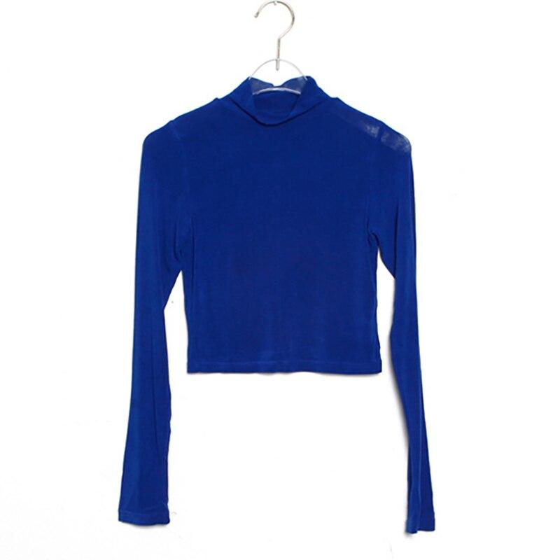 Spring Long Sleeve T-shirt High Stretch Short Sexy Crop Top Women White Tees Korean Style Office Casual Woman Tshirts 12989