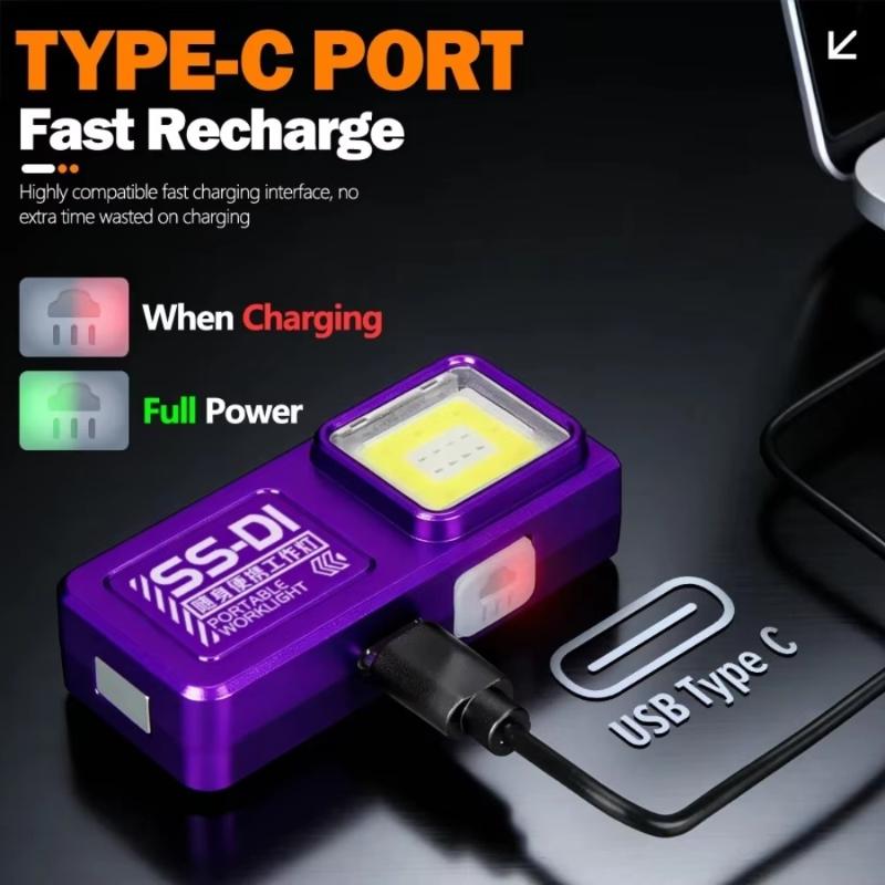 Портативный Мини светодиодный рабочий фонарь USB-перезаряжаемый Сверхъяркие COB-светодиоды для Кемпинга Пешего туризма Ремонта Автомобиля Обслуживания