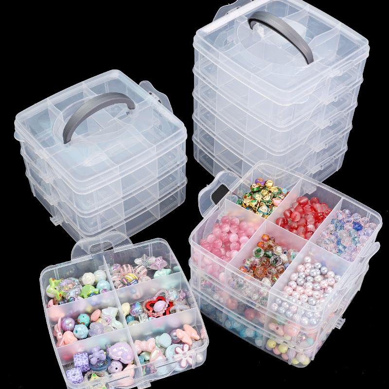 3 Tier 18-Grid Transparent Adjustable Stackable Compartment Slot Plastic Storage Box For Organizing Toys Jewelry Accessories