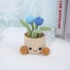 Cute Crochet Tulip Potted Artificial Plant Pot Finished Handmade Woven Tulip Bookshelf Table Room Decor