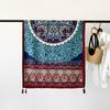 Shawl Women's High-end Silk Scarf Sunscreen Photo Totem Print Imitation Cotton and Linen Tassel Scarf