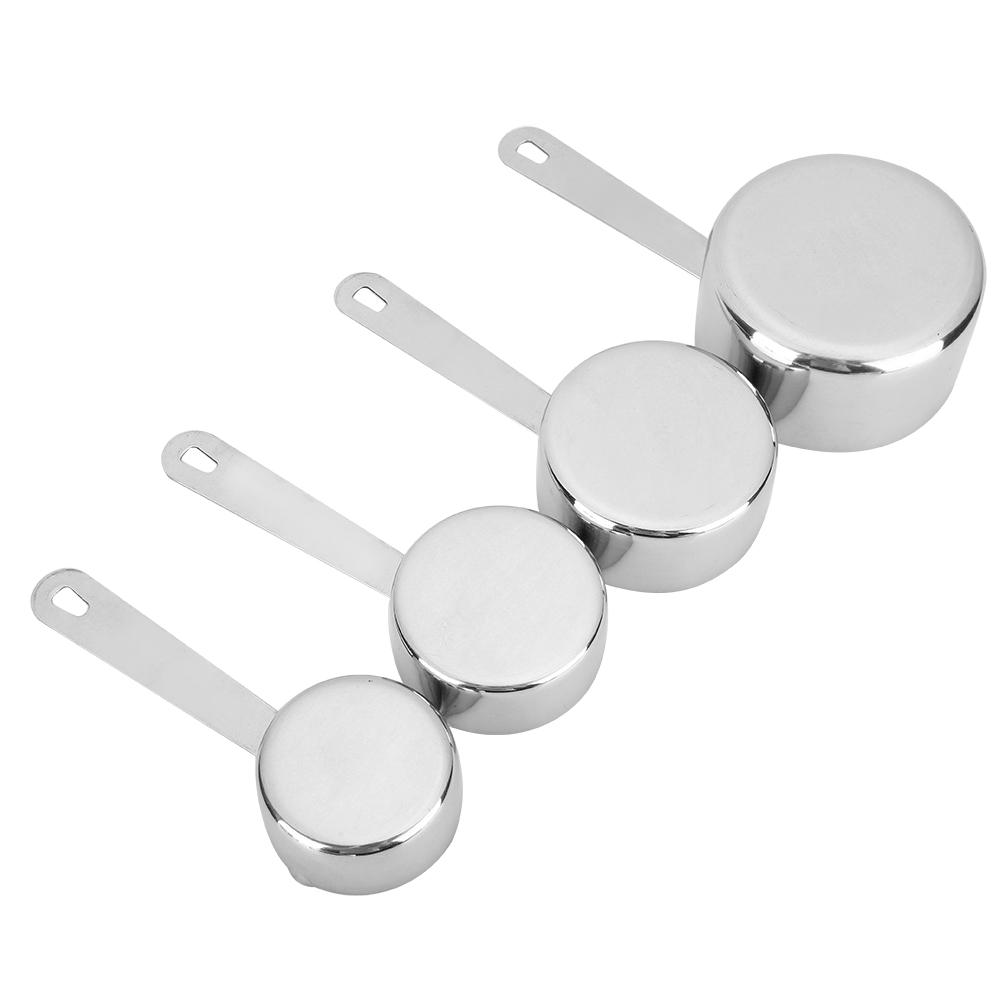Stainless Steel Measuring Cup, 4 Piece Measuring Spoon Set with Brushed Interior and Clear Scale For baking coffee, milk, tea and liquids in the kitch