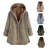 Plus Size Winter Warm Women Vintage Plaid Asymmetrical Button Hooded Outwearcoat