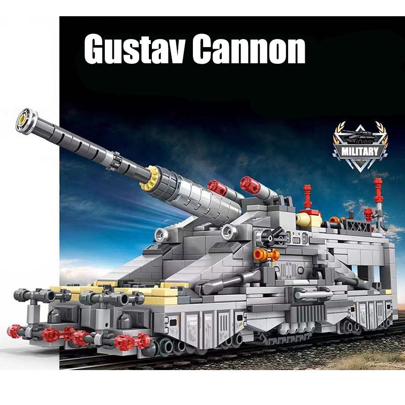 Военный MOC 853 детали Модель Schwerer Gustav Пушка Тяжелый Густав Строительные Блоки DIY С Танком Кубики Игрушки Для Детей Мальчиков