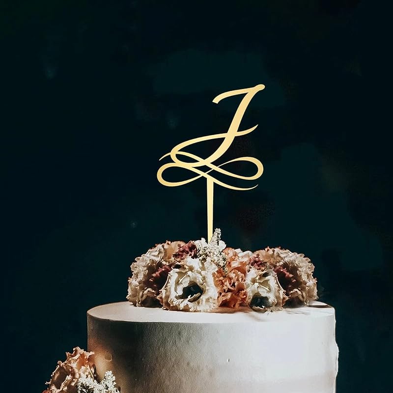 Топпер для торта с первой буквой K, монограмма, акриловый топпер для кексов, забавные аксессуары для торта для украшения свадебной годовщины, дня рождения, вечеринки, зеркальное золото