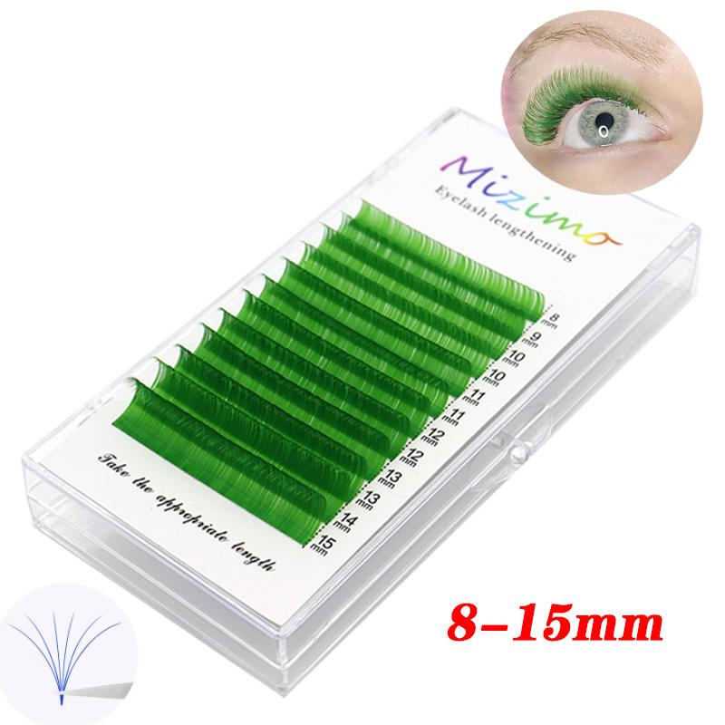 12 Rows Green Color Grafted False Eyelashes, Naturally Soft and Prolonged, Dramatic Eyelashes, Makeup Tools