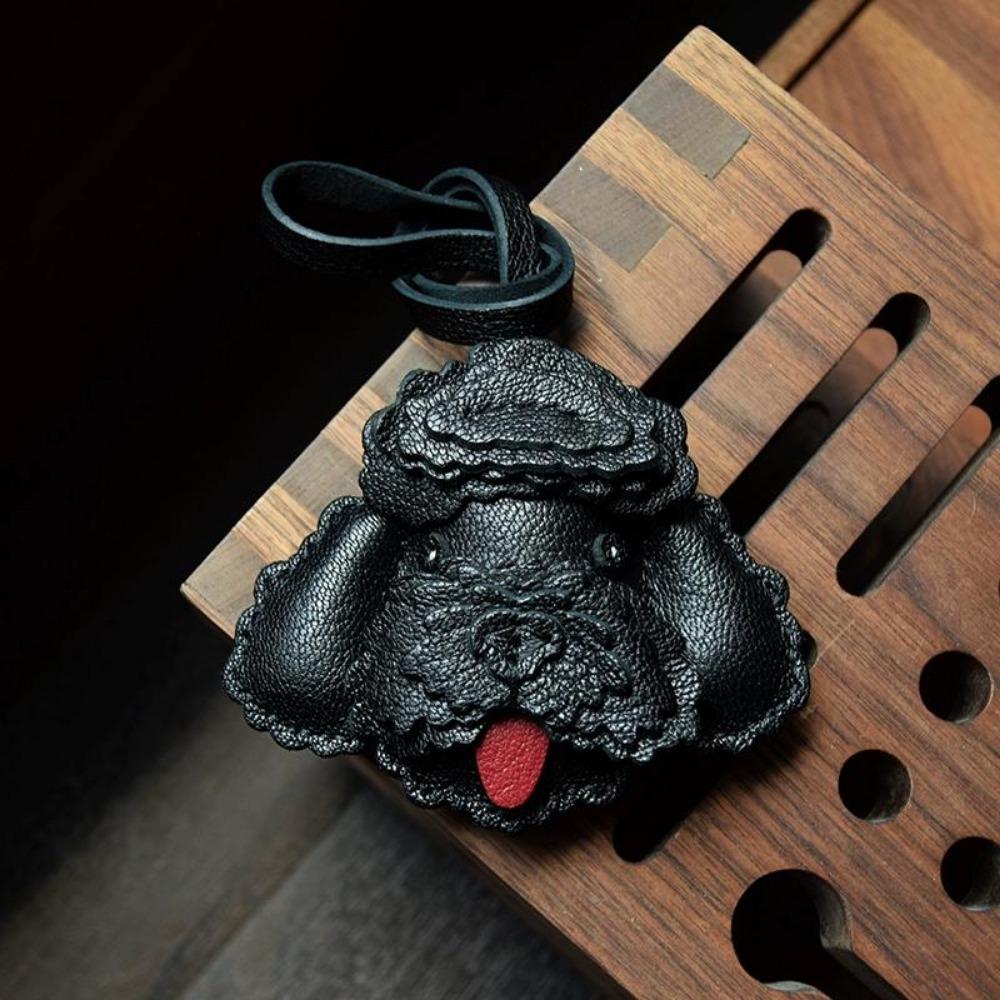 Брелок для ключей из кожи ручной работы в виде плюшевой собаки, оригинальный дизайн, милый женский подарок-брелок премиум-класса