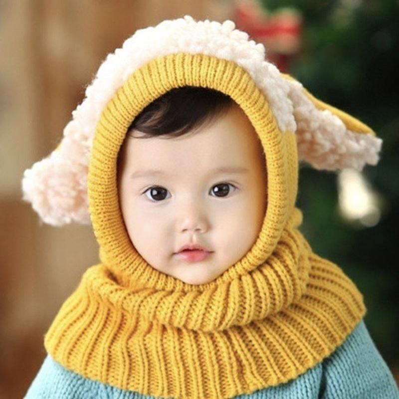 Toddler Knit Cap With Cute Dog Pattern For Kids Winter Warmth And Wind Resistance