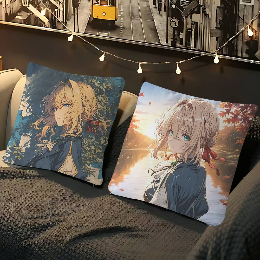 Violet-T Anime EvergardenS Pillow Case Removable Washable Cushion Cover – All-Season Soft Linen