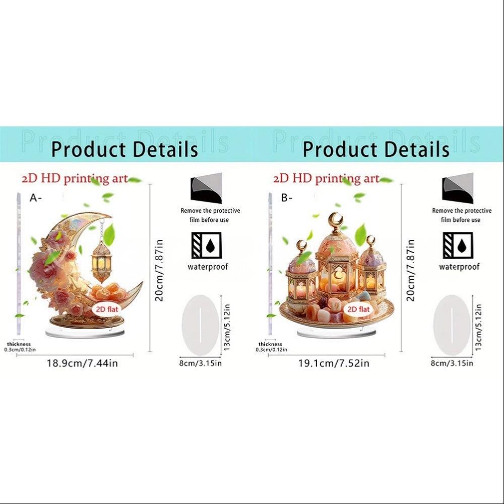 Pink Floral Moon & Lanterns Acrylic Desktop Ornament