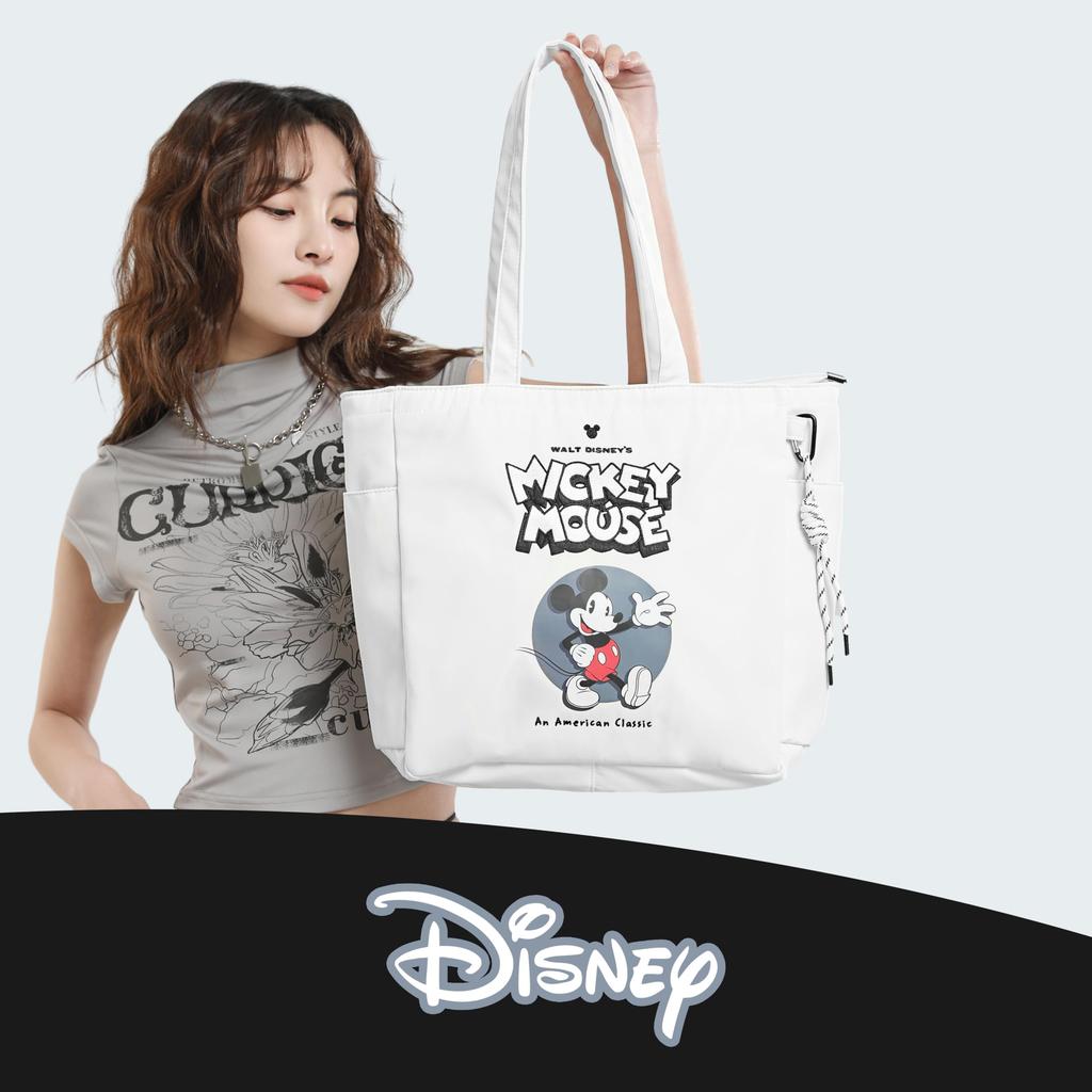 Notre Disney Character Tote Shoulder Eco Officially Licensed Canvas Bag, Bag, Handbag, Bag, (Mickey Mouse, White, Big)