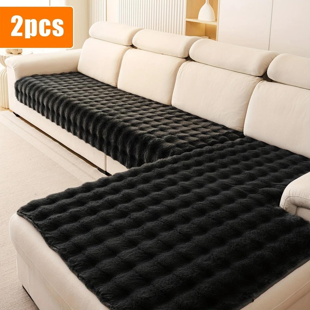 2 шт. Теплый Толстый Плюшевый Искусственный Мех Противоскользящий Чехол на Диван, для Гостиной, Диван-Шезлонг, Полотенце, Универсальный Размер, Моющийся