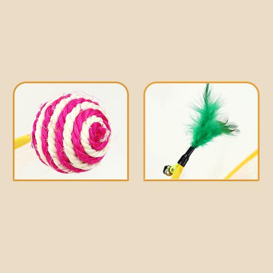 Самостоятельная игра Кошачий туннель Пружинная игрушка Складной Кошачий Охотничий Спиральный туннель с пером и мышкой/шариком для домашних кошек Щенка Котенка Кролика