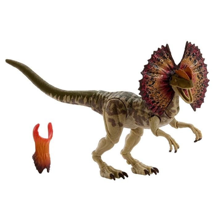 Mattel Jurassic World Hammond Collection Dilophosaurus Action Figure, 8" (Brown), JKM93