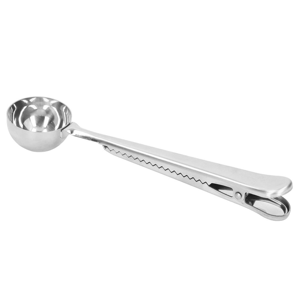 Coffee Spoon Sealing Clip 2 in 1 Stainless Steel Tight Sealing Deepen Design Convenient Practical Coffee Drinking Tools