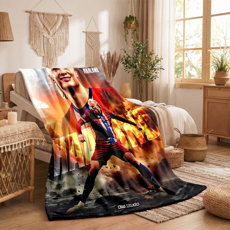Erling Haaland Print Flannel Blanket Soft Warm Sofa Bed Throw Blanket For Home Office Bedroom