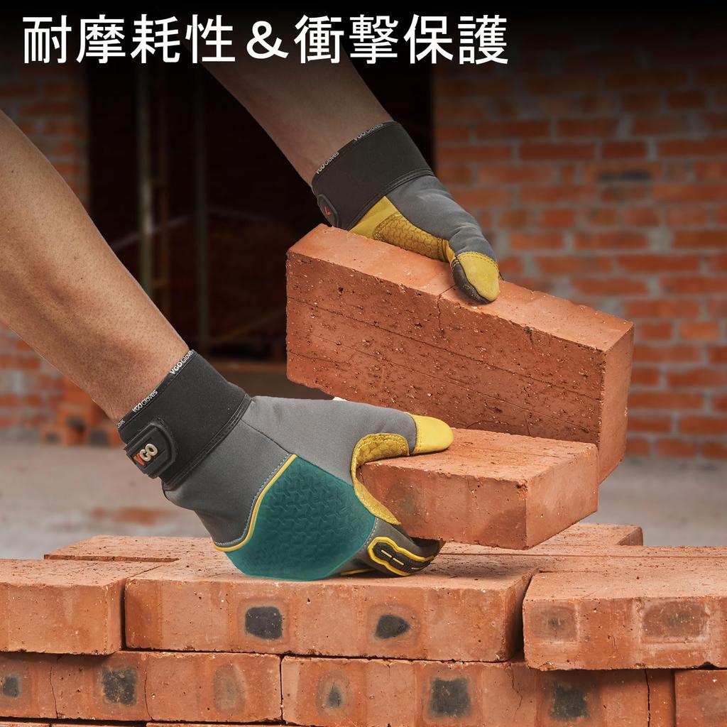 Genuine Cowhide Leather Work Gardening Mechanic 1 CA7724 [Vgo...] Gloves, Gloves, Non-Slip Gloves, Thorn-Resistant, Pair, (M, Gray)