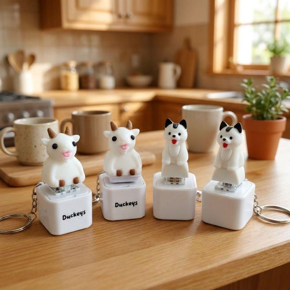 Glowing Light Up Pet Key Charm Pendant Simulation Fidget Button Key Chain Backpack Pendant