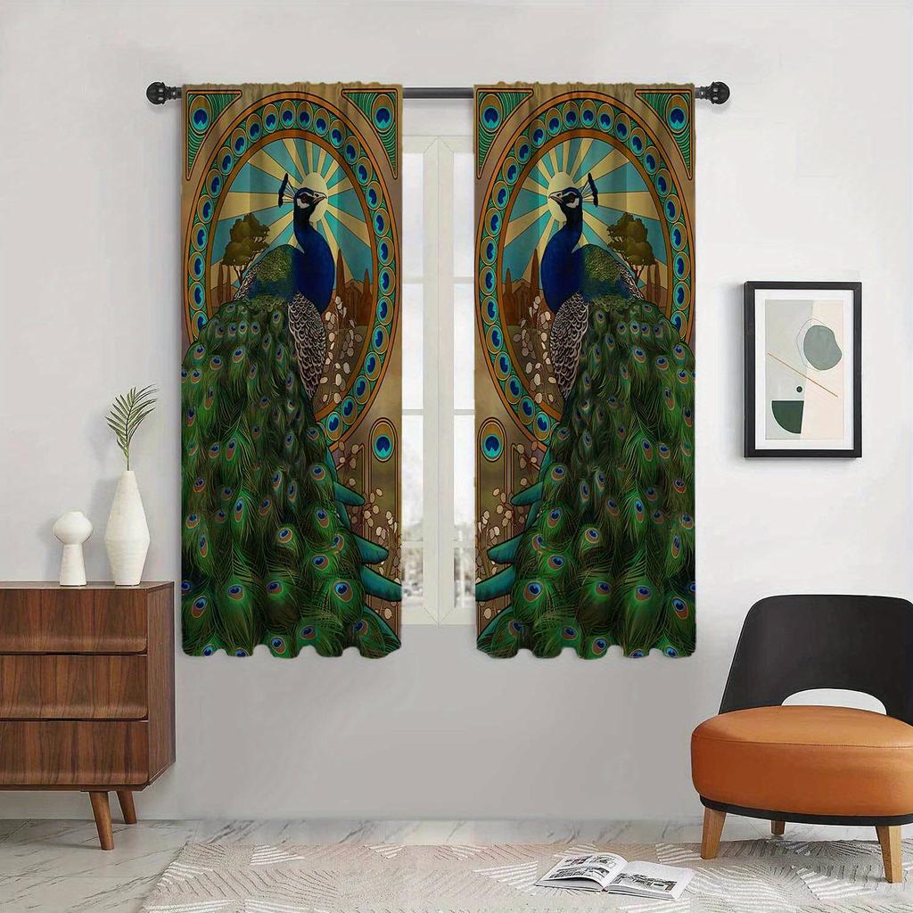 2 шт. Яркие шторы с рисунком Феникса для гостиной, спальни, украшения, 3D-цифровая печать, карманные шторы для гостиной, дома