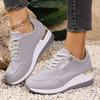 Модные легкие спортивные туфли на танкетке для женщин 2025 Осень Модные кроссовки на платформе Женские Нескользящие На шнуровке Удобная обувь для ходьбы
